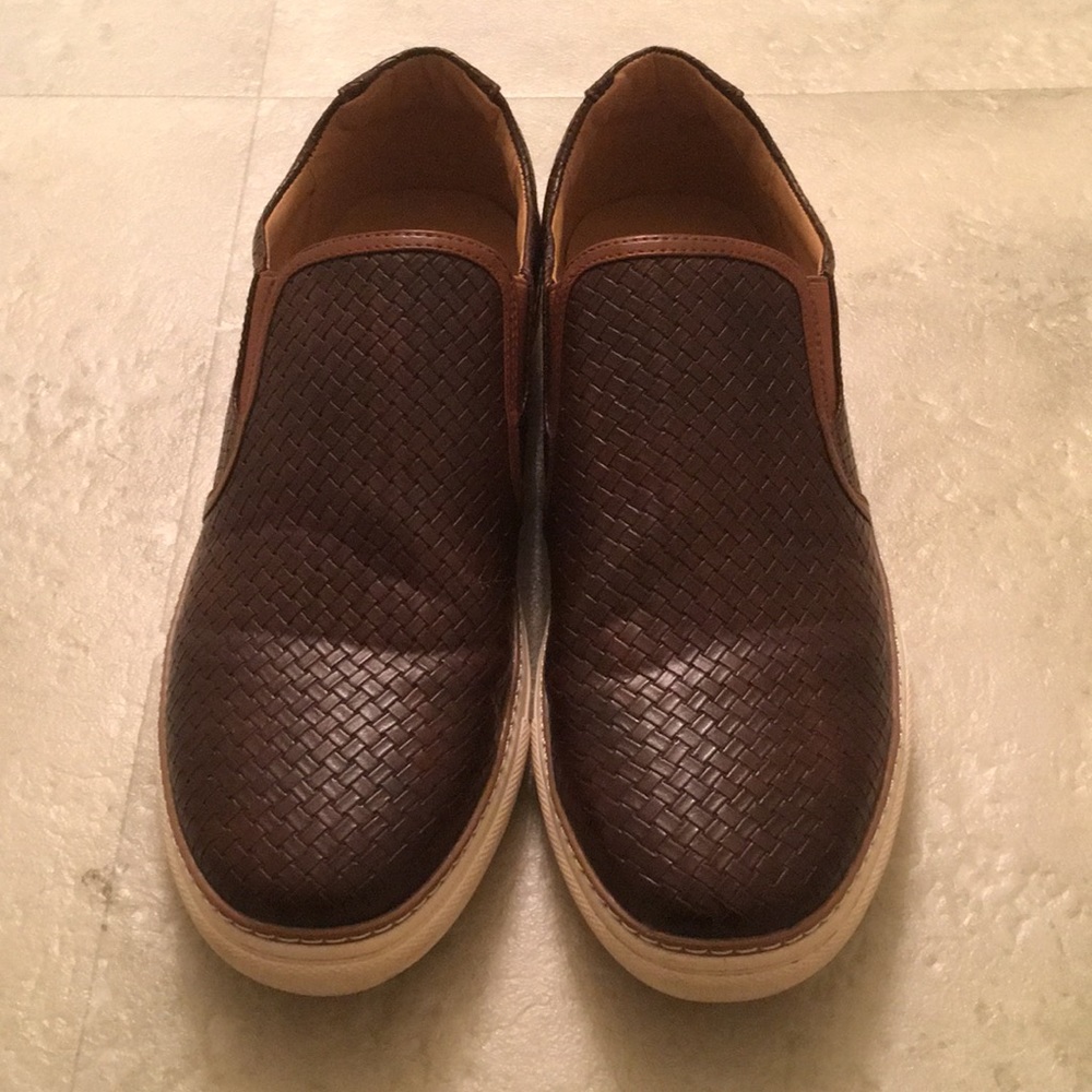 Joseph Abboud brown woven casual slip on shoes